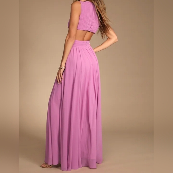 Lulus Vivid Imagination Lilac Cutout Maxi Dress, Size Medium - Picture 6 of 13